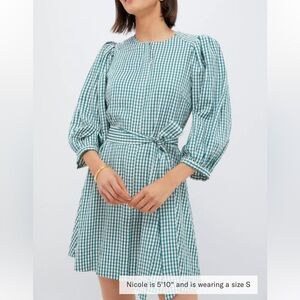 NWT Tuckernuck Pomander Place Green Gingham Seersucker Cordelia Dress